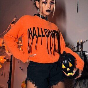 Halloween Black & Orange Sweater size small